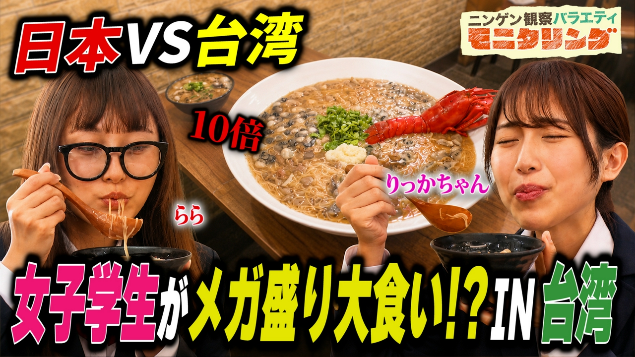 爆食女子りっかちゃんとららが台湾へ！台湾の大食いYouTuberと対決！