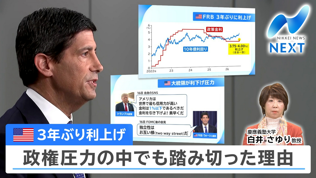 米FRB3年ぶり利上げ▼想定通りでも米株急落▼白井さゆり慶大教授と解説