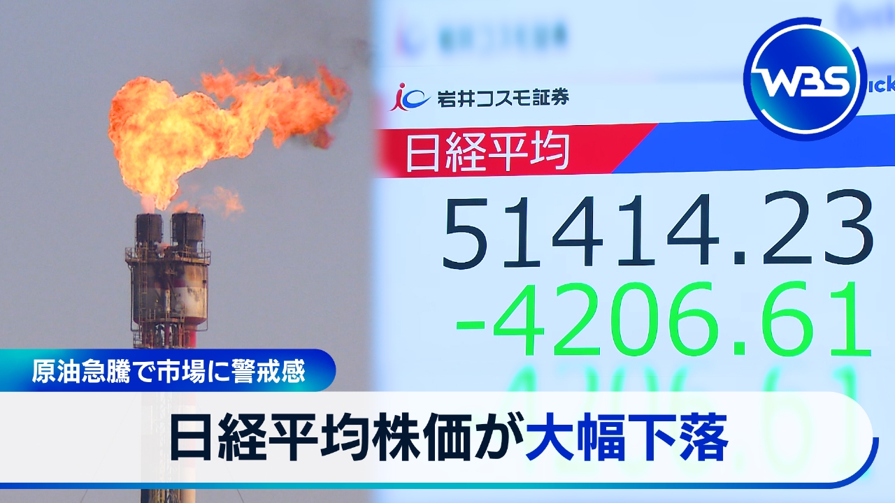 日経平均終値2892円安、下げ幅は史上3番目、原油急騰で…