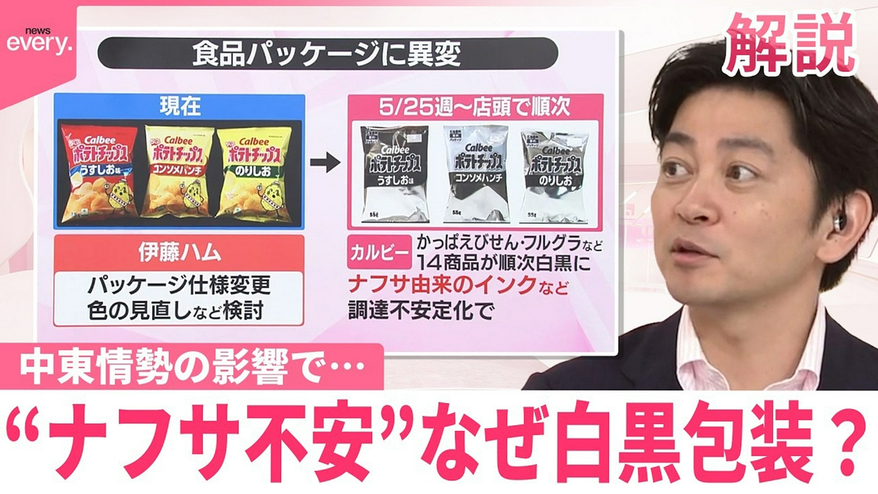 【#みんなのギモン】中東情勢の影響で食品パッケージに異変 “ナフサ不安”なぜ白黒包装？